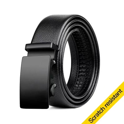 ANYBUY Men's Leather Belt Metal Automatic Buckle High Quality Leather Business Belt for Men