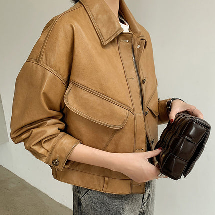 THEME 21 Womens New Fashion Real Leather Jacket