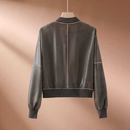 THEME 21 Women New Fashion Pu Leather Jacket Zipper Motorcycle Coat Short Faux Leather Biker Jacket Soft Bomber Jacket Female