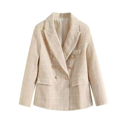THEME 21 Women's Textured Mid-Length Double-Breasted Blazer