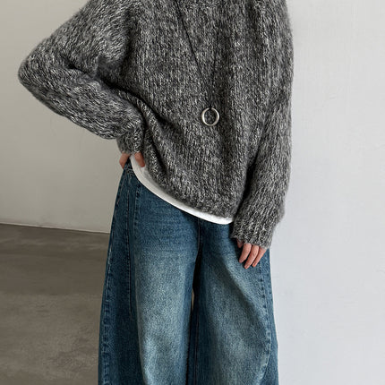 THEME 21 Women's New Fashionable Crew-Neck Knit Pullover Top