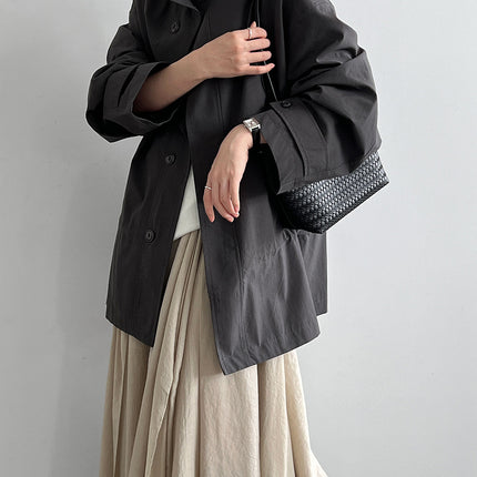 THEME 21 Women's New Stylish Cotton Jacket Casual Stand Collar Fitted Waist Outerwear Suitable for Business or Daily Casual Outings