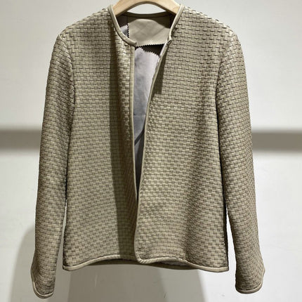 THEME 21 Hand-woven genuine sheepskin women's leather jacket