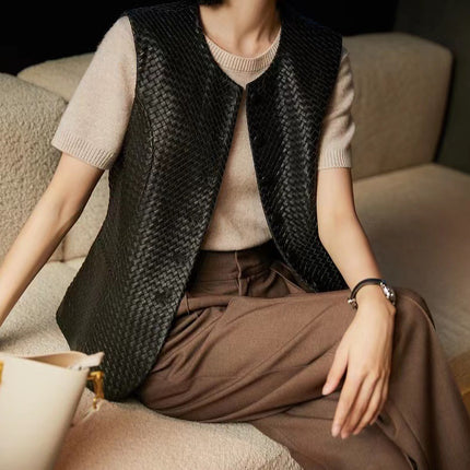 THEME 21 Women‘s New Fashion High-end Genuine  Leather Vest