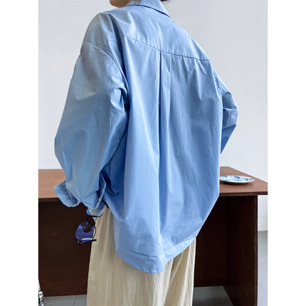 THEME 21 Women's French Style Casual Minimalist Solid color Loose Fitting Cotton Blouse