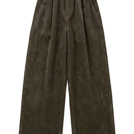 THEME 21 Women's Cotton Corduroy Draw string Elastic waistband Wide-Leg Trousers