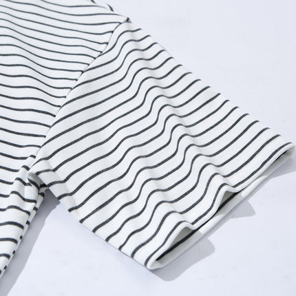 THEME 21 Men's Casual & Stylish Striped Contrast Crew-Neck Breathable Short Sleeve T-Shirt