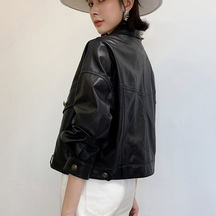 THEME 21 Womens New Fashion Real Leather Jacket