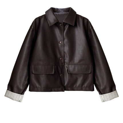 THEME 21 Ladies Casual Fashion Soft Pu Leather Jacket