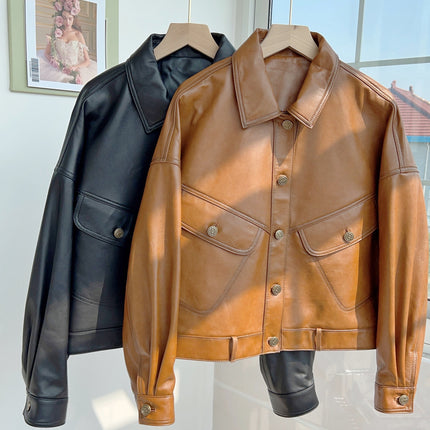 THEME 21 Womens New Fashion Real Leather Jacket