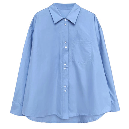THEME 21 Women's French Style Casual Minimalist Solid color Loose Fitting Cotton Blouse