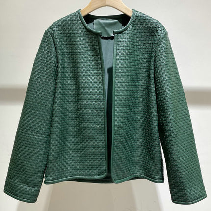 THEME 21 Hand-woven genuine sheepskin women's leather jacket