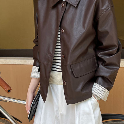 THEME 21 Ladies Casual Fashion Soft Pu Leather Jacket