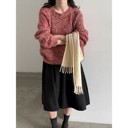 THEME 21 Women's New Fashionable Crew-Neck Knit Pullover Top