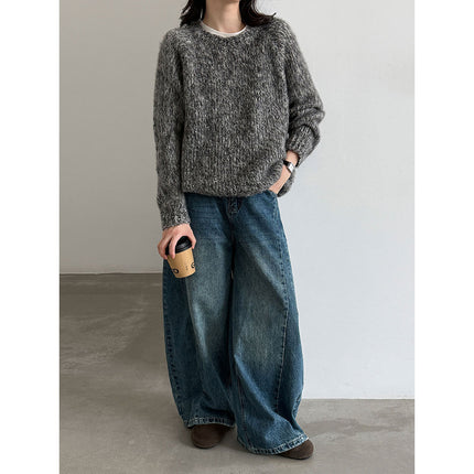 THEME 21 Women's New Fashionable Crew-Neck Knit Pullover Top
