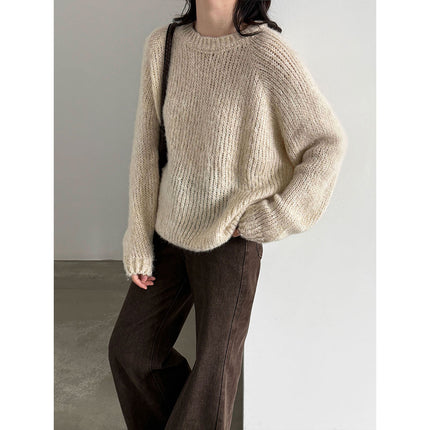 THEME 21 Women's New Fashionable Crew-Neck Knit Pullover Top