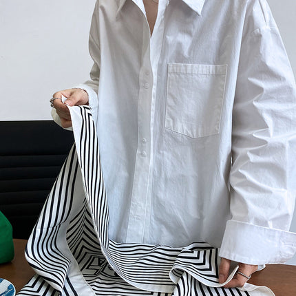 THEME 21 Women's French Style Casual Minimalist Solid color Loose Fitting Cotton Blouse