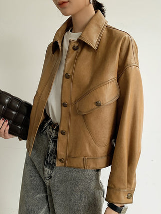 THEME 21 Womens New Fashion Real Leather Jacket