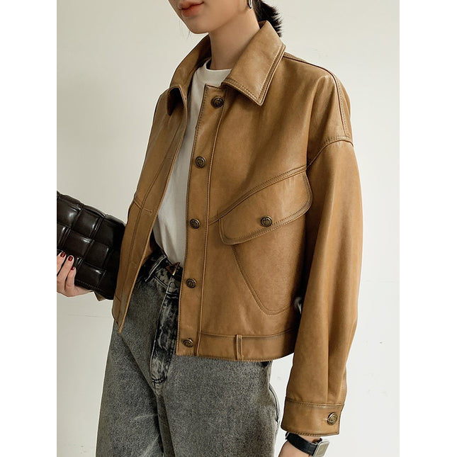 THEME 21 Womens New Fashion Real Leather Jacket