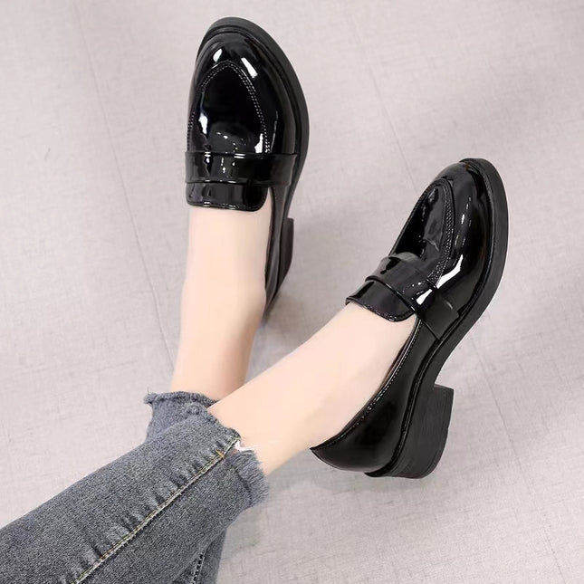 New Simple Patent Leather Loafer Shoes for Women 2023 Spring Autumn Slip on Casual Shoes Women Solid Color Soft Sole Flats