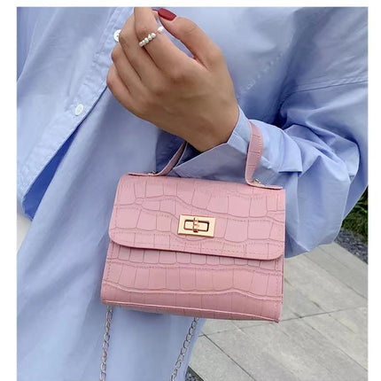2023 New Fashion Women Bag Crocodile Pattern Crossbody Bags for Women Luxury Handbags Pink Chain Shoulder Messenger Bags