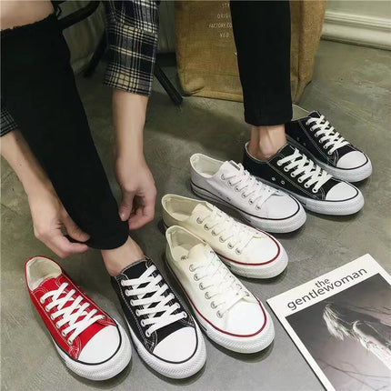 Classic Women Canvas Shoes Sneakers Fashion Low High Top Women Shoes Flat Unisex Lover Shoes Walking Outdoor Shoes