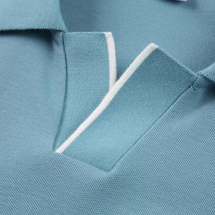ANYBUY Polo T Shirt Women Summer Short Sleeve Contrast Rib Business Clothing Luxury Women T Shirt Casual Fashion Female Tops Trending