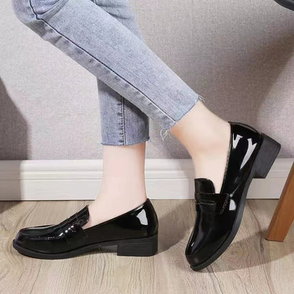 New Simple Patent Leather Loafer Shoes for Women 2023 Spring Autumn Slip on Casual Shoes Women Solid Color Soft Sole Flats