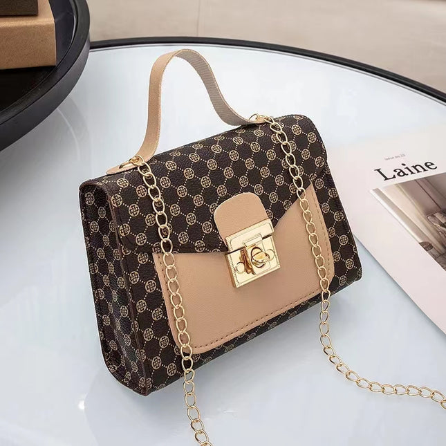 Ladies Stitching Summer Shoulder Crossbody Bag Chain Pu Leather Female Small Square Bag Clutch Bags Handbags