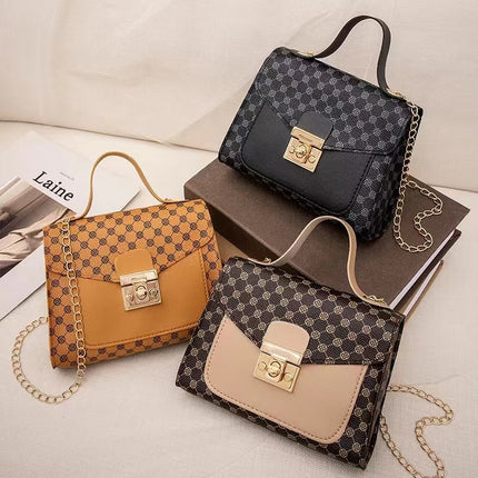 Ladies Stitching Summer Shoulder Crossbody Bag Chain Pu Leather Female Small Square Bag Clutch Bags Handbags