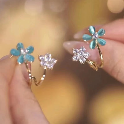 Ladies Summer New Fashion Flower Earrings Women Shining Zircon Pierced Stud Girls Birthday Gift Party Jewelry