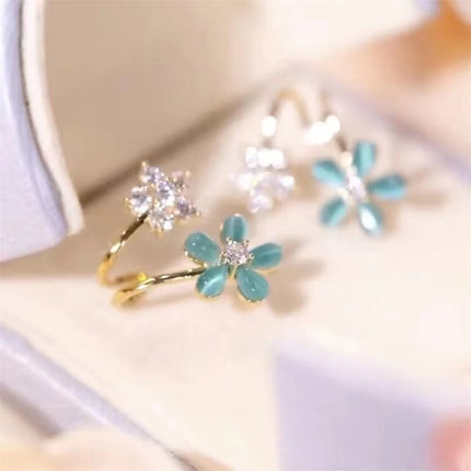 Ladies Summer New Fashion Flower Earrings Women Shining Zircon Pierced Stud Girls Birthday Gift Party Jewelry