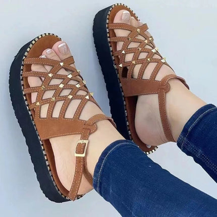 Sandals Women 2023 Gladiator Flat Heels Sandals Summer Shoes Women Ankle Strap Platform Sandals Casual Summer Chaussure Femme