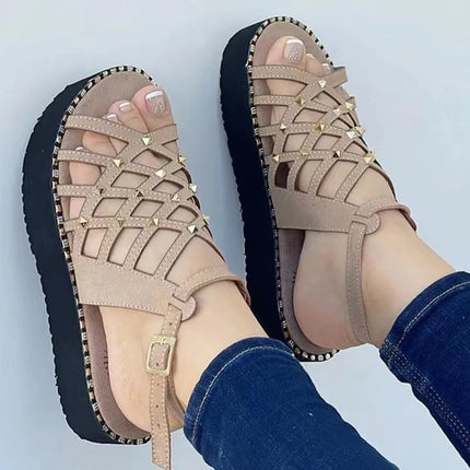 Sandals Women 2023 Gladiator Flat Heels Sandals Summer Shoes Women Ankle Strap Platform Sandals Casual Summer Chaussure Femme