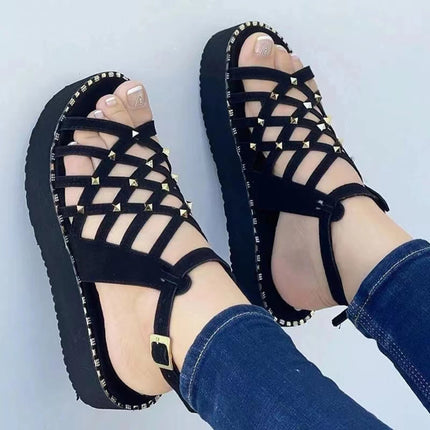 Sandals Women 2023 Gladiator Flat Heels Sandals Summer Shoes Women Ankle Strap Platform Sandals Casual Summer Chaussure Femme