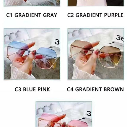 Ladies Fashion Hexagon Sunglasses Lady Square Oversized Sha Women Brand Designer Luxury Gradient Lens Sun Glassesdes Female Eyewear