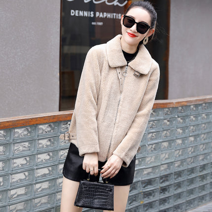 ANYBUY Ladies Wool Fur Jacket Coat Women New Fashion 2022 Fall Winter Keep Warm Casual Lamb Wool Outerwear Jacket Female
