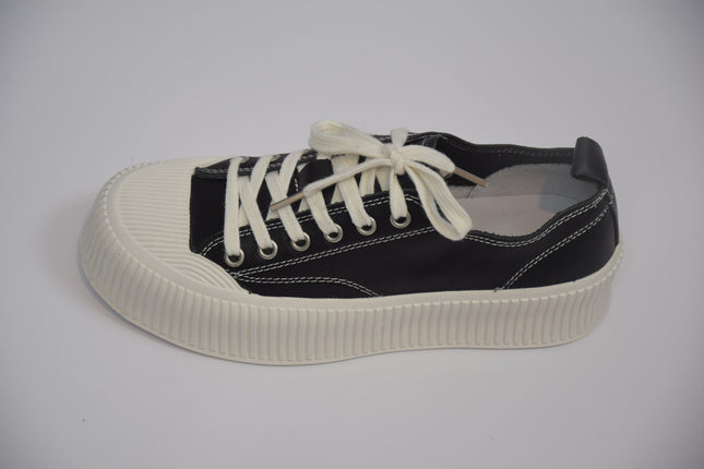 ANYBUY 2023 New Spring and Fall Real Leather Women's Lace up Basic Flat Shoes Casual Board Shoes Simple Women's Shoes