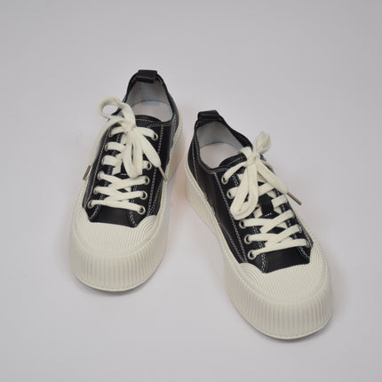ANYBUY 2023 New Spring and Fall Real Leather Women's Lace up Basic Flat Shoes Casual Board Shoes Simple Women's Shoes