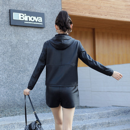 ANYBUY Leather Jacket Women New Fashion Zipper Motorcycle Coat Casual Soft Leather Biker Jacket Female
